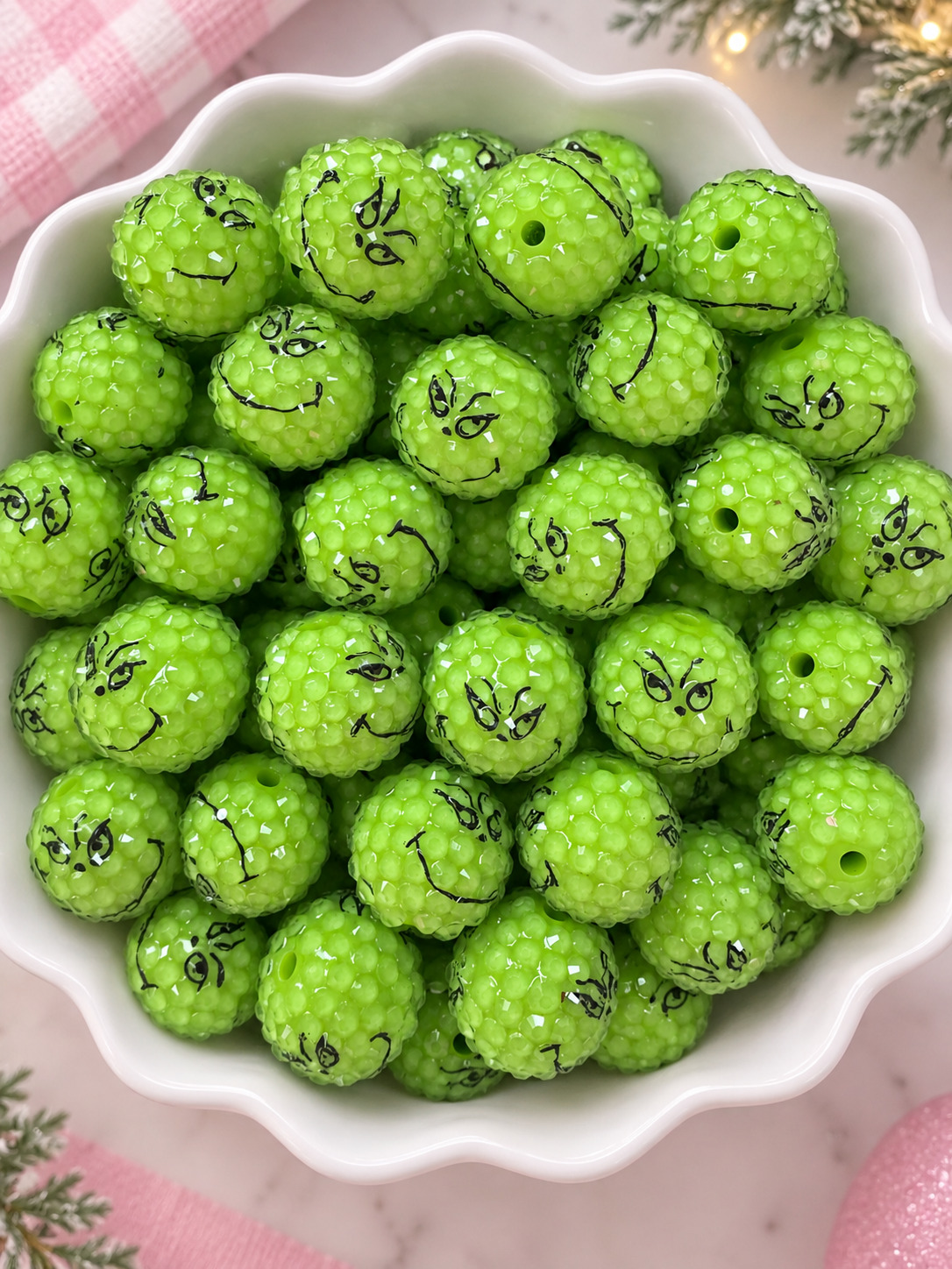 20mm grinch rhinestone bead