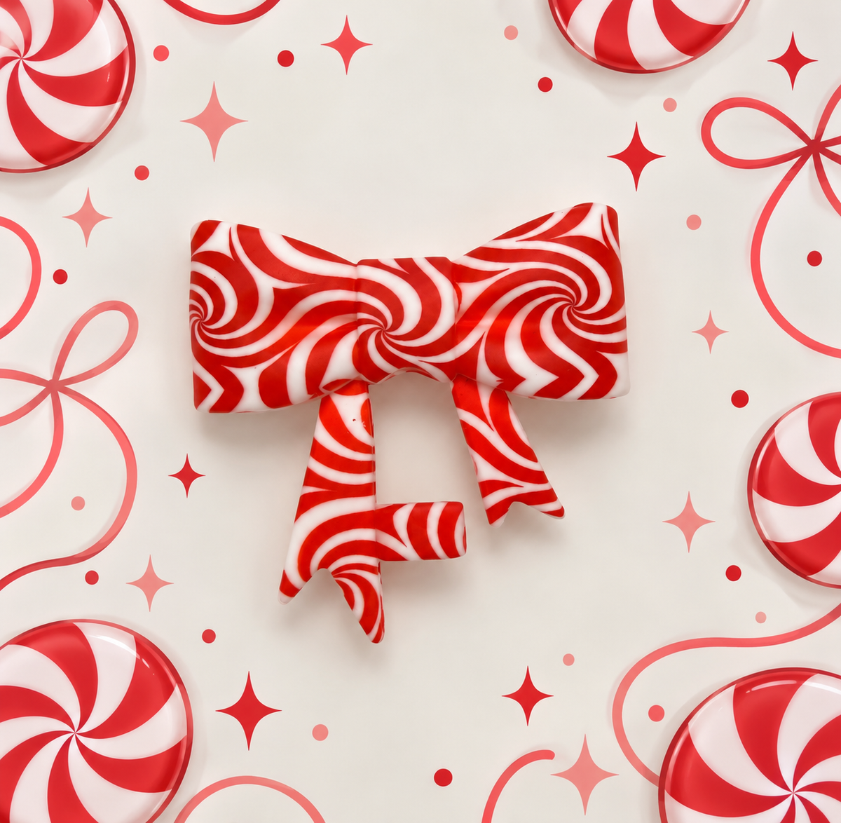 Candy cane swirl straw topper bow - exclusive collab
