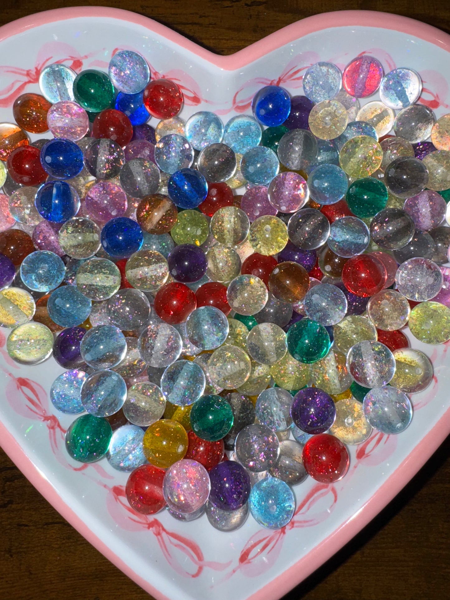 16MM Glitter Acrylic Beads - 10 Pack