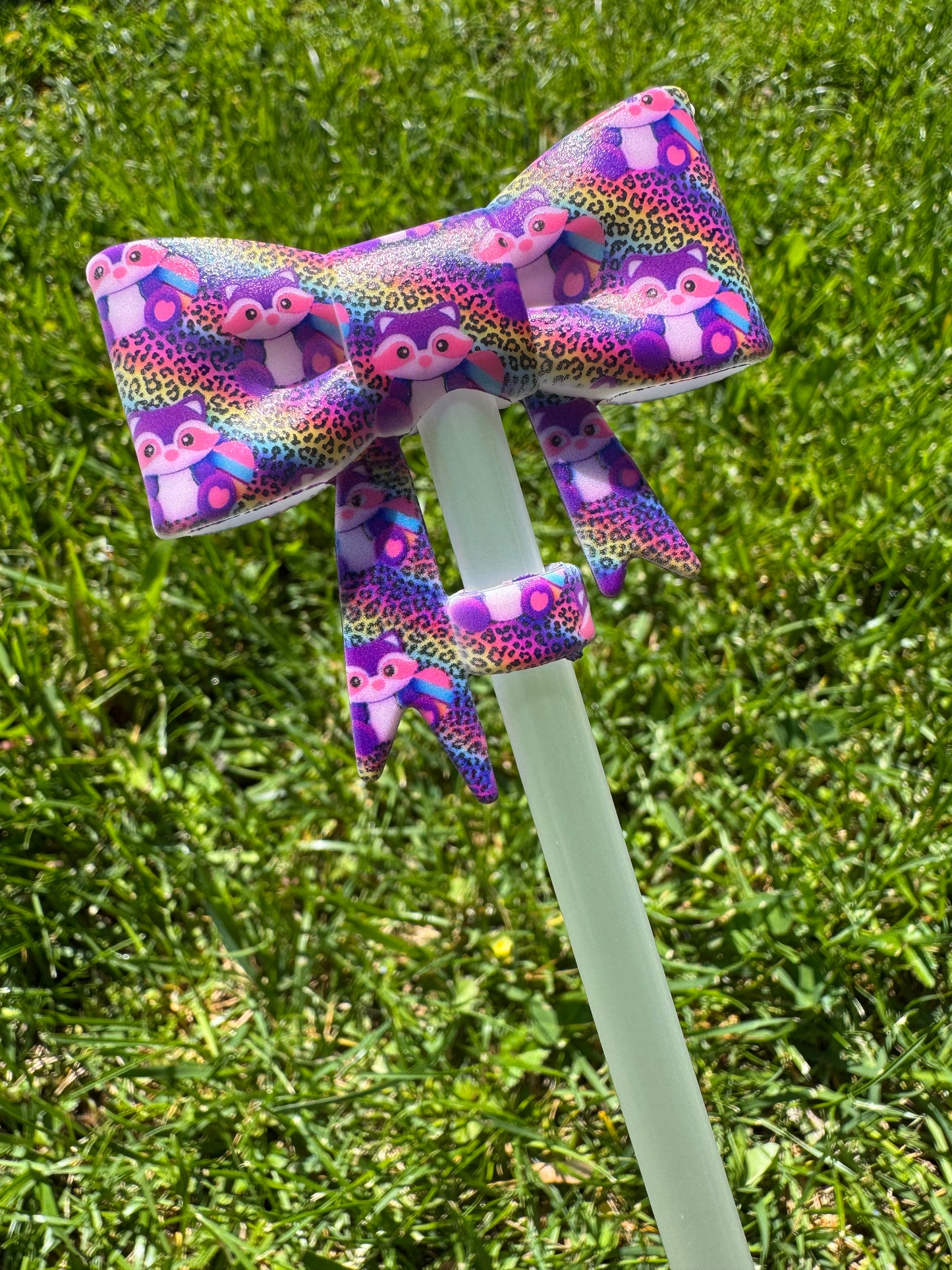Riley the raccoon straw topper bow - Bright & bold - exclusive collab