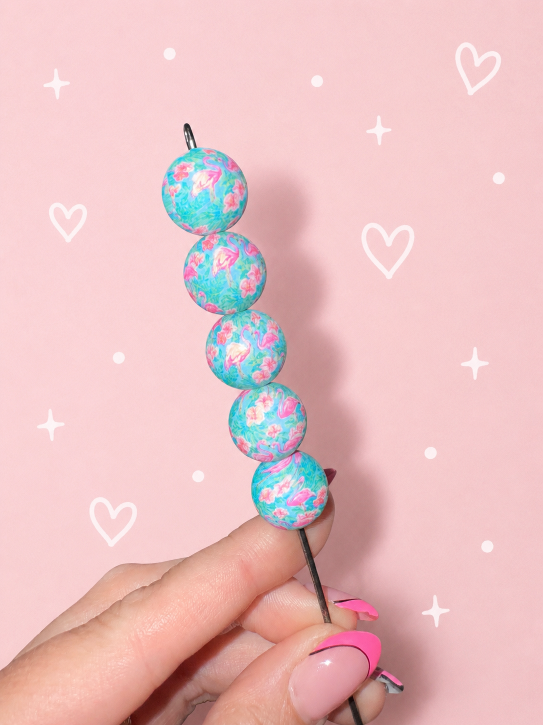 15mm flamingo paradise printed silicone bead - exclusive