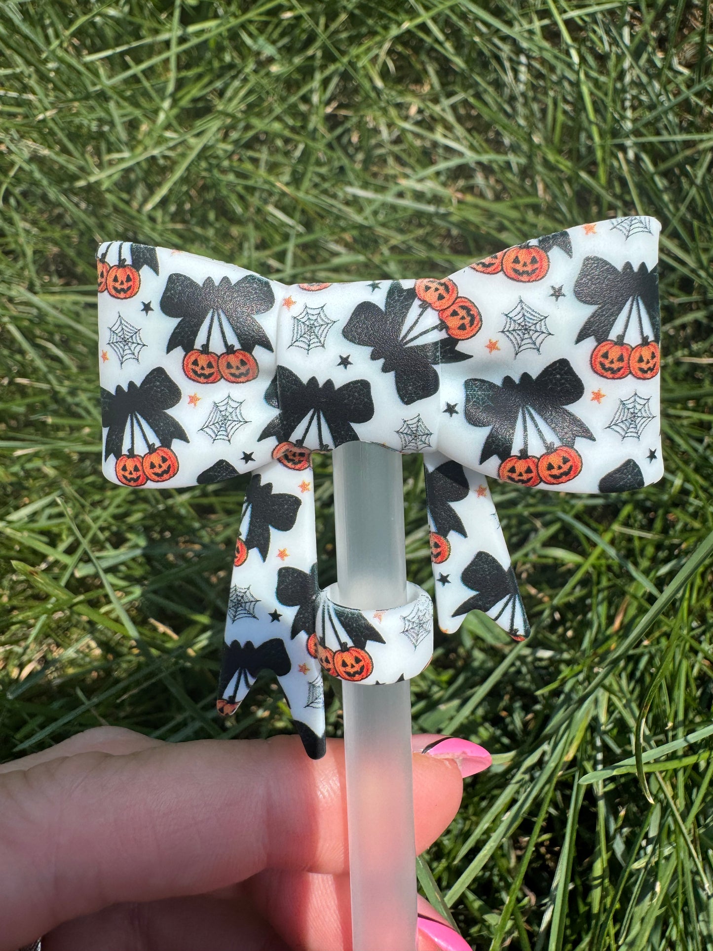 Pumpkin bows straw topper bow