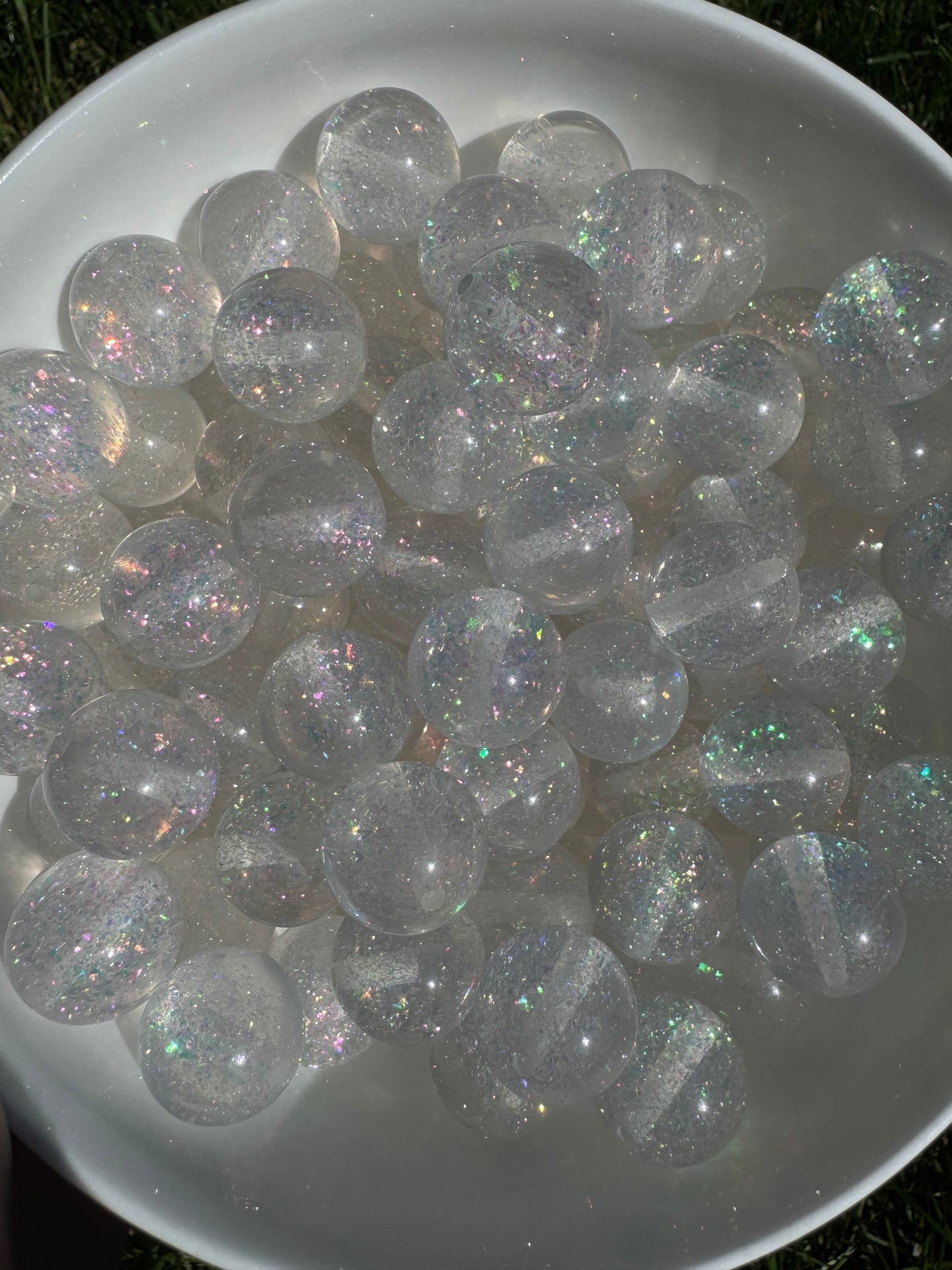 20mm acrylic glitter beads