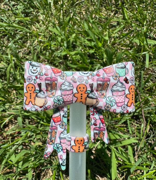 Gingerbread cafe straw topper bow