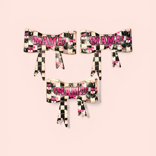 Checkered mama big bow focal