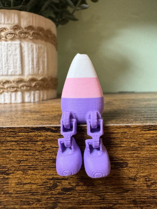 Purple, pink & white Candy corn crazy leg