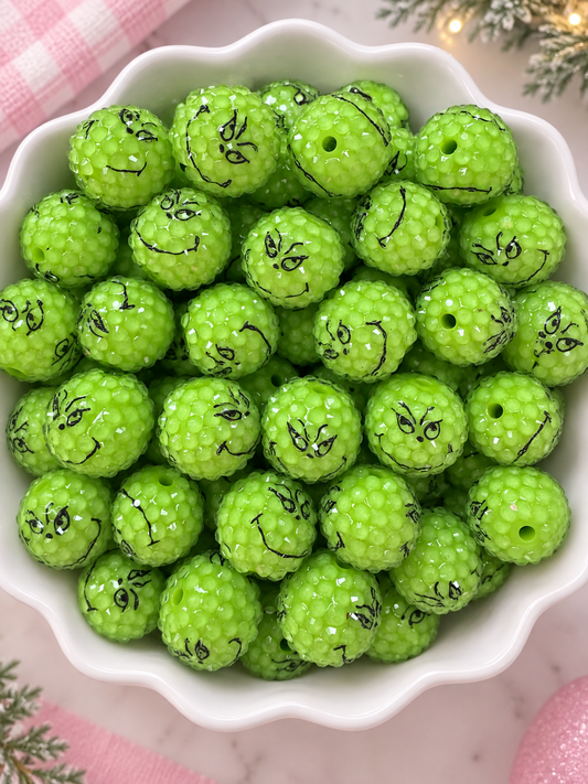 20mm grinch rhinestone bead