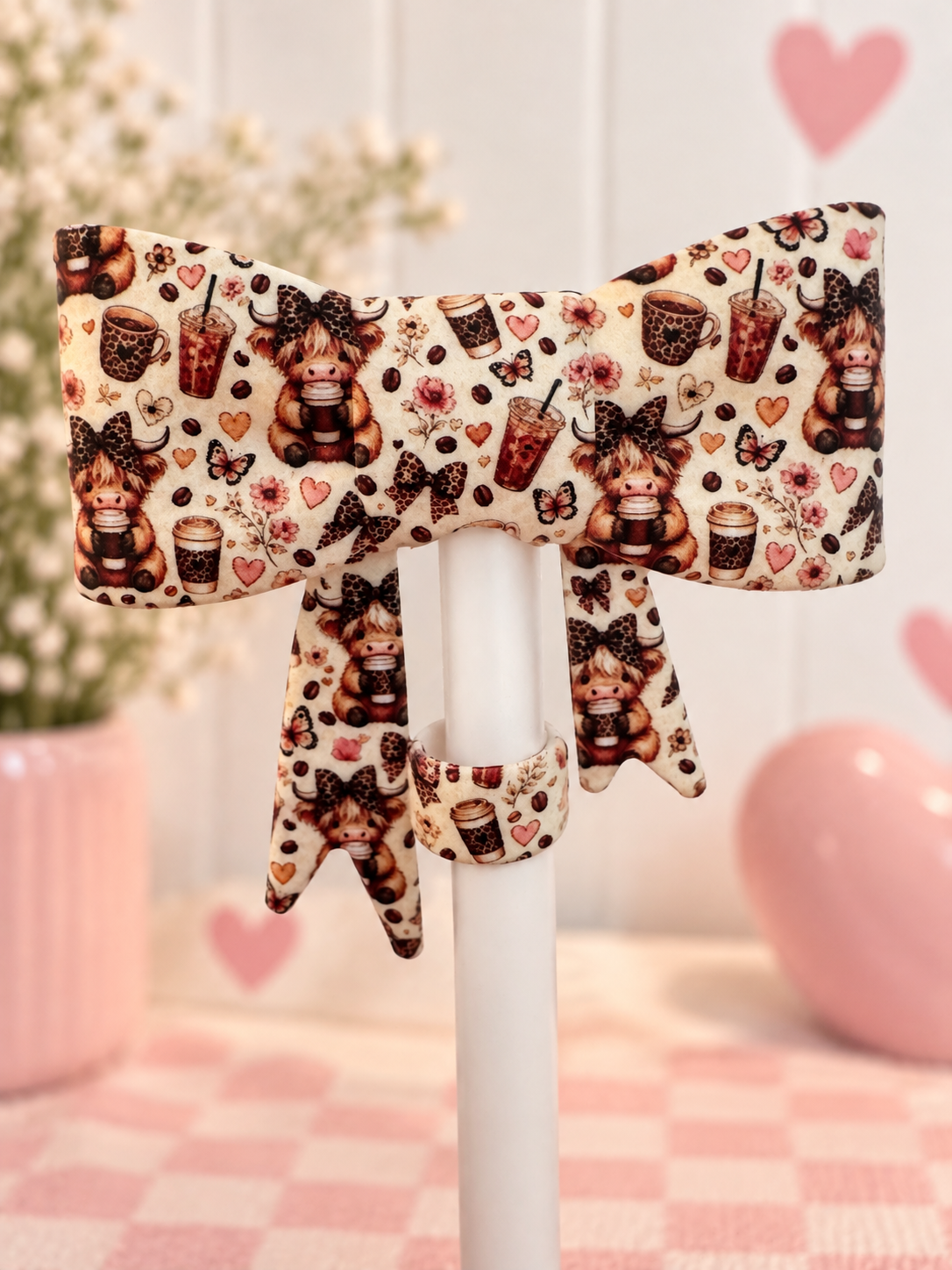 Moo-Chiato Straw Topper Bow