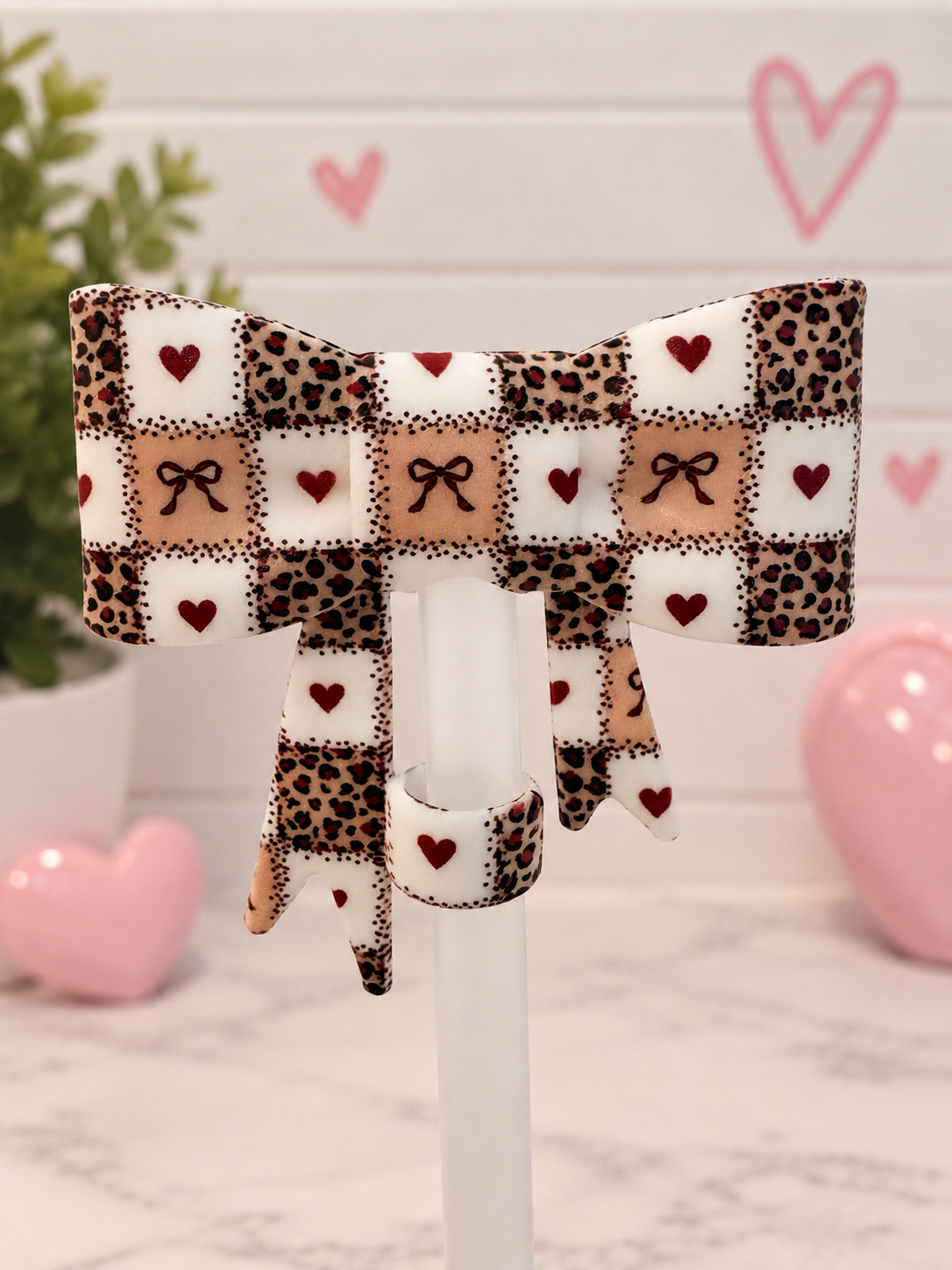 Leopard Love Straw Topper Bow