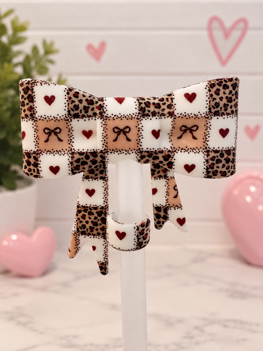 Leopard Love Straw Topper Bow