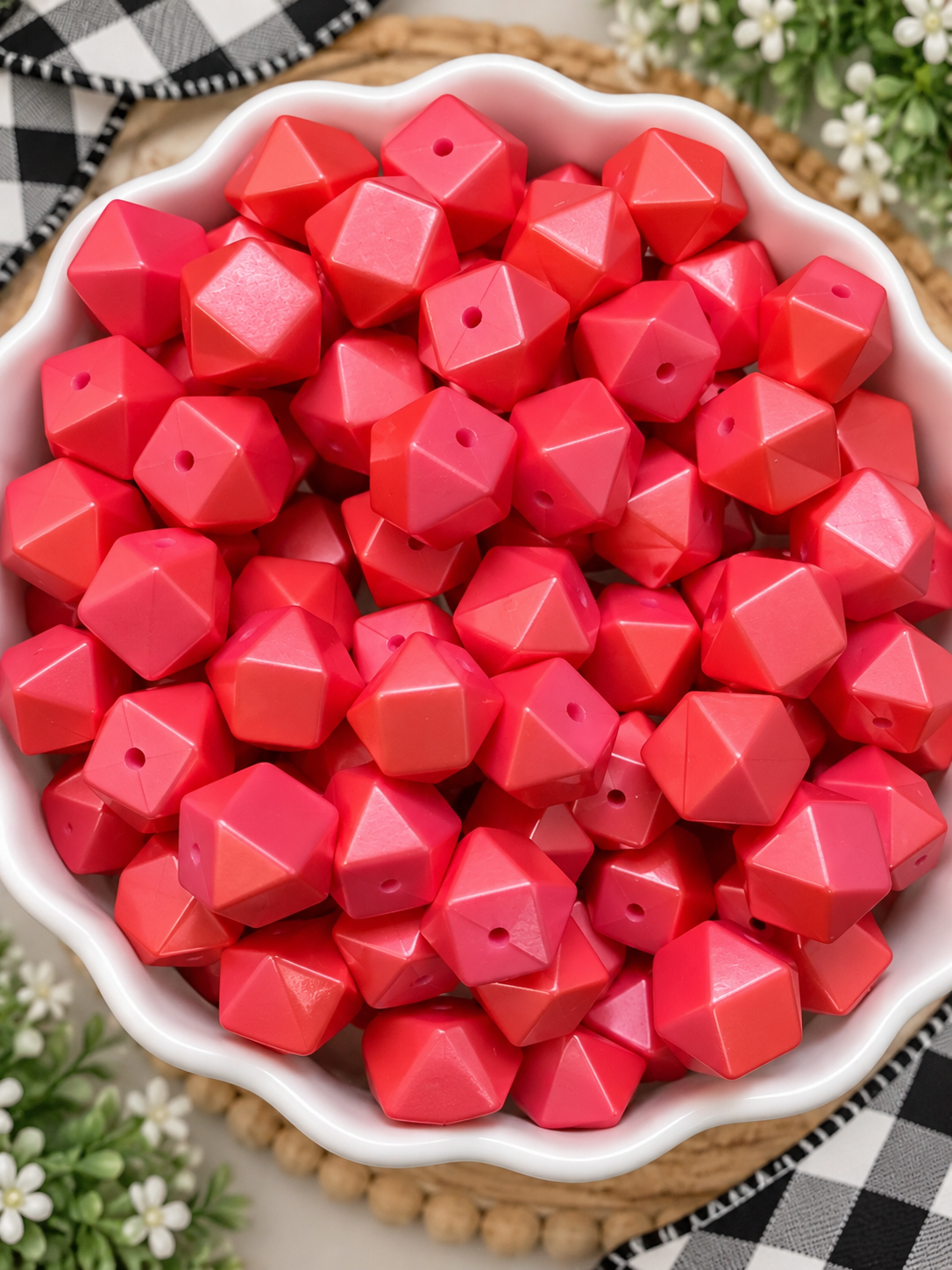 14MM Hexagon metallic silicone bead