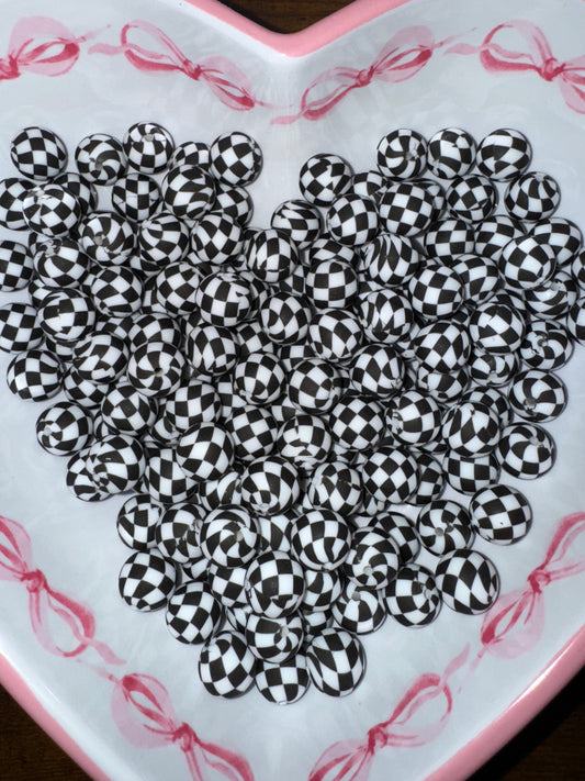 15MM Checkered Silicone Beads