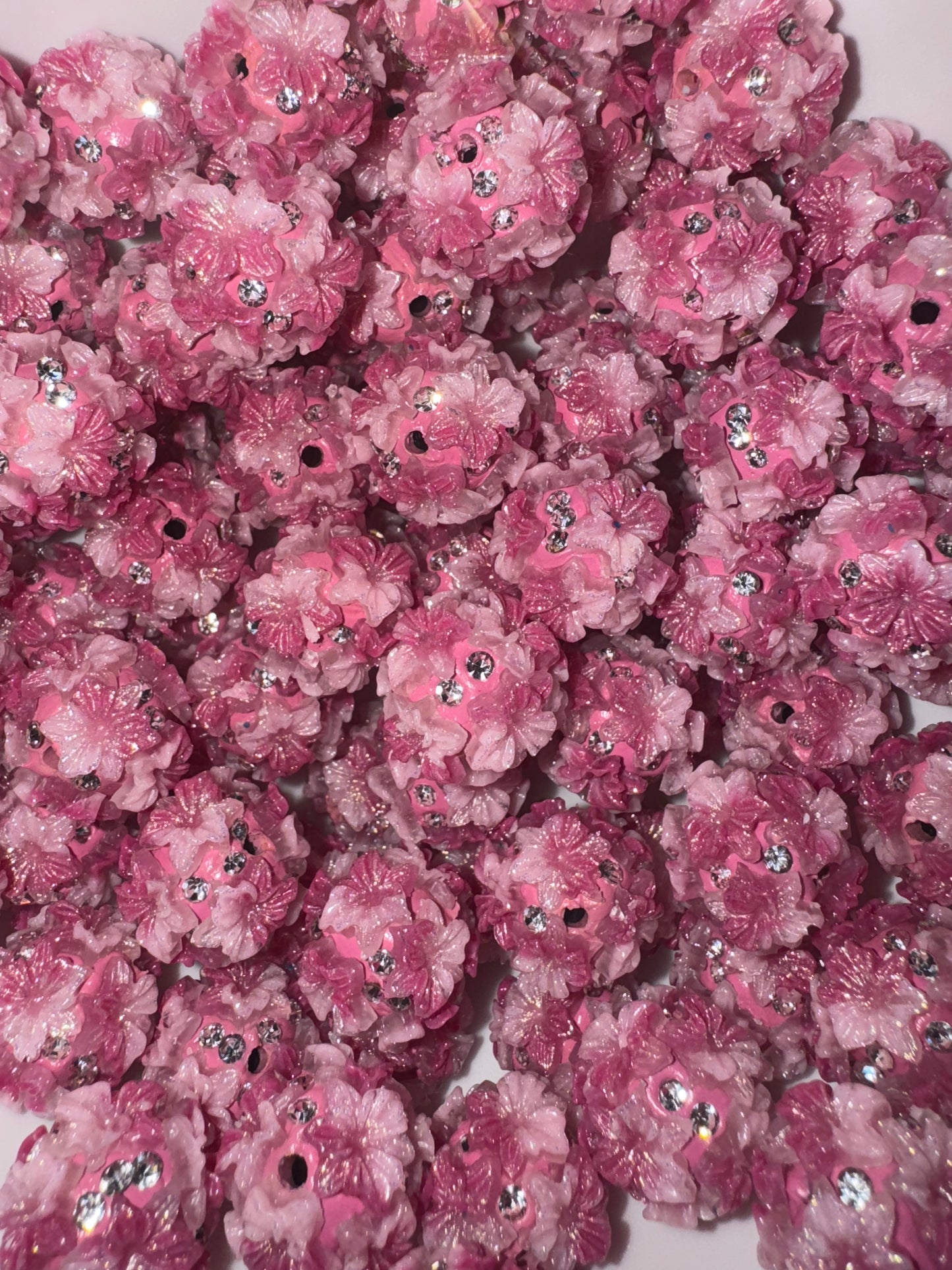 18MM Soft hot pink flower beads
