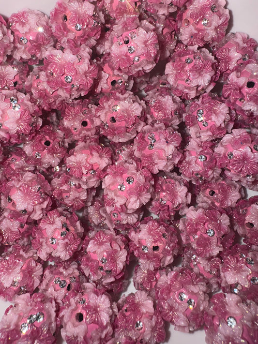 18MM Soft hot pink flower beads