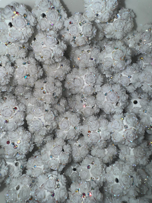18MM White rose beads