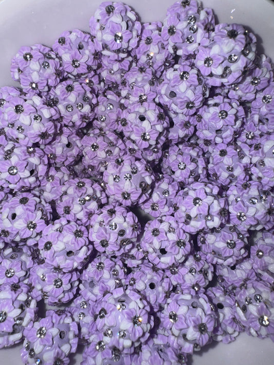 18MM Acrylic purple flower beads