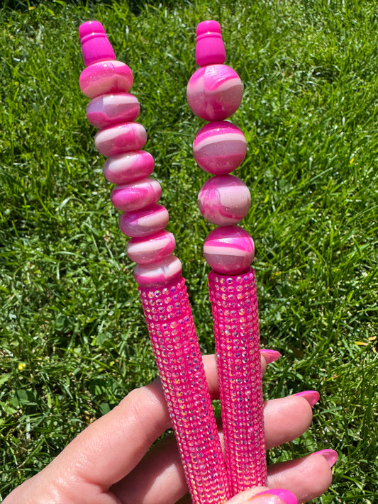 Pink Marble silicone beads