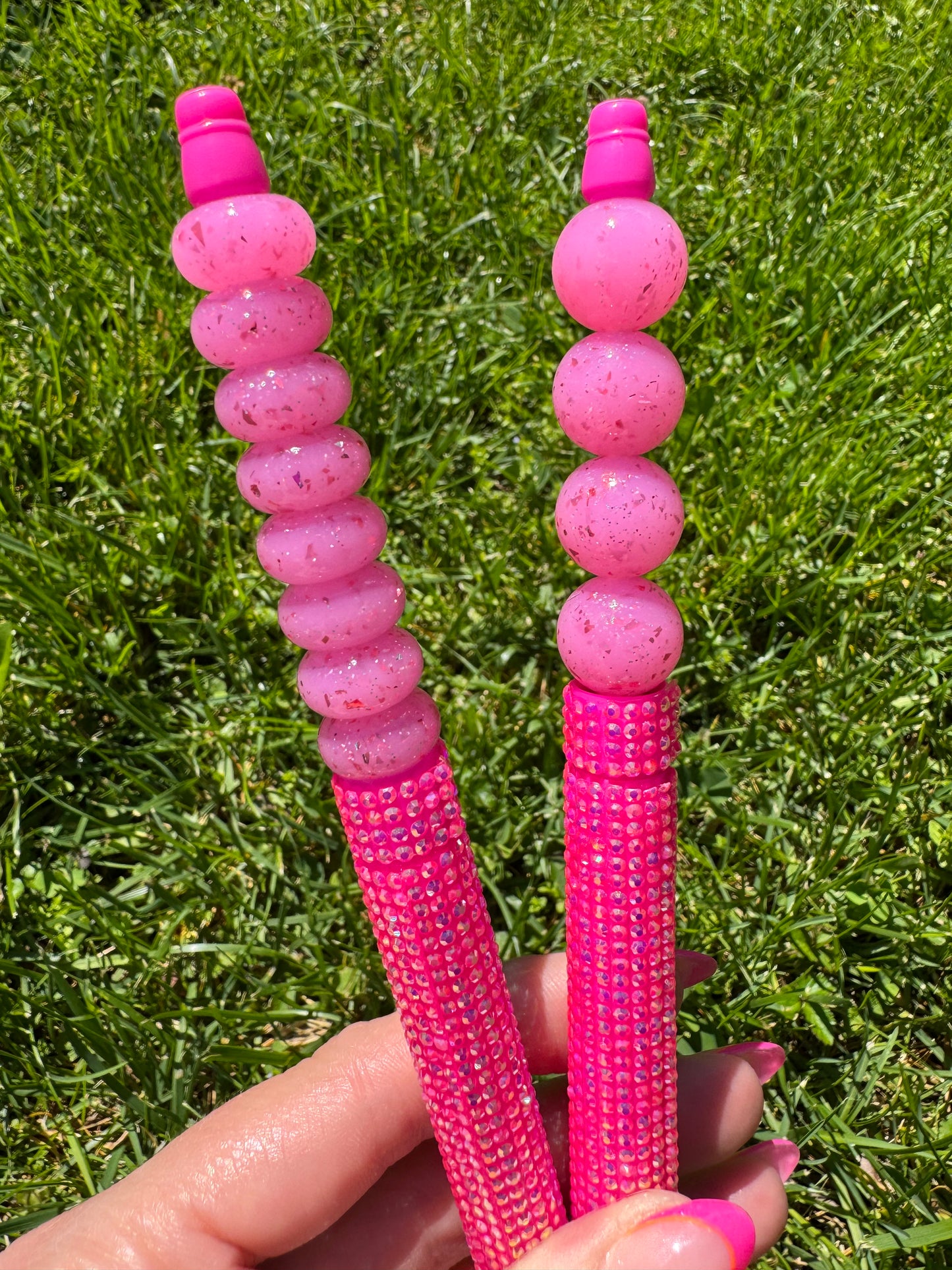 Bubble pink silicone beads