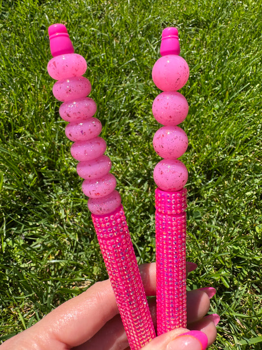 Bubble pink silicone beads