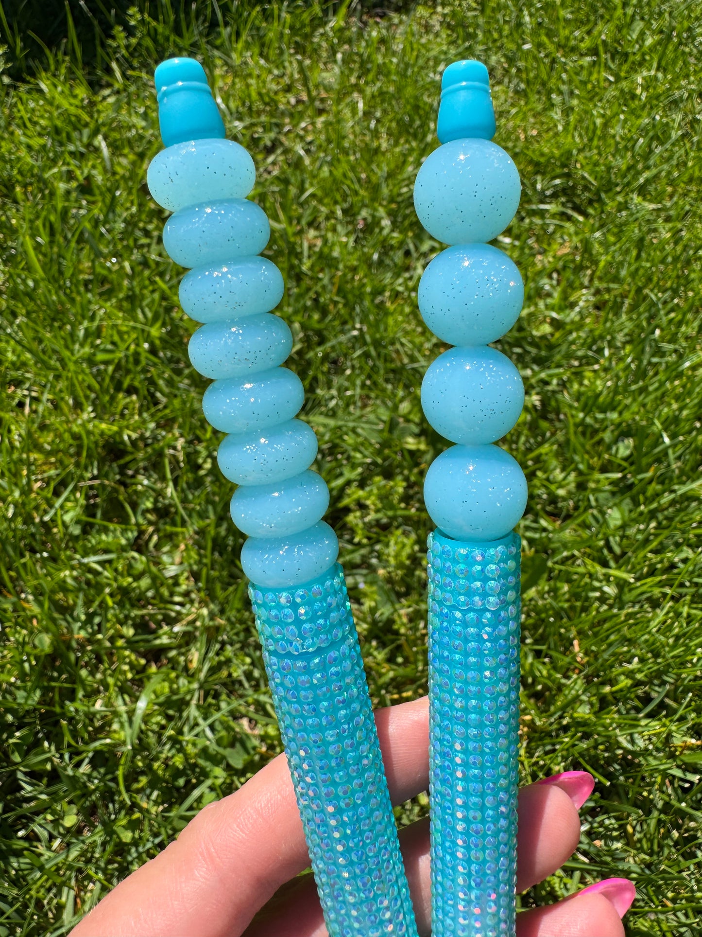 Icy blue silicone beads