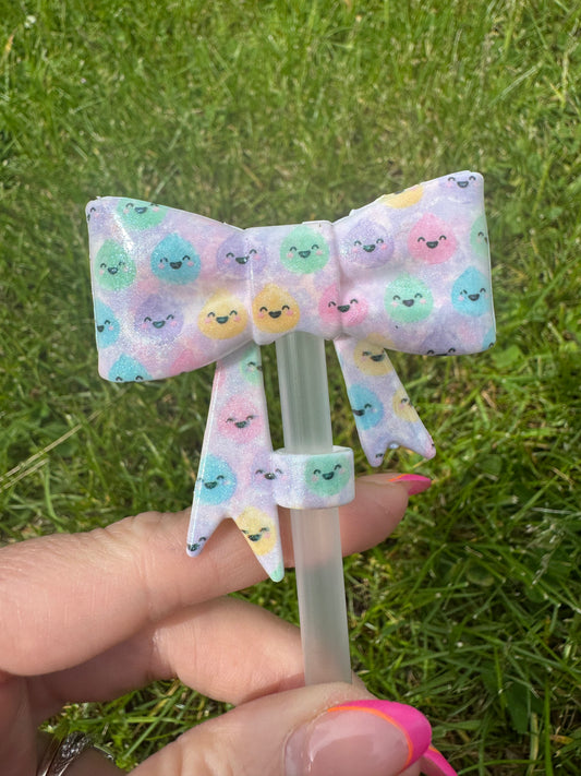 Opal glitter dumpling straw topper bow - exclusive collab