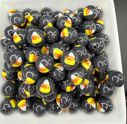 15MM Glitter glam candy corn silicone bead - exclusive