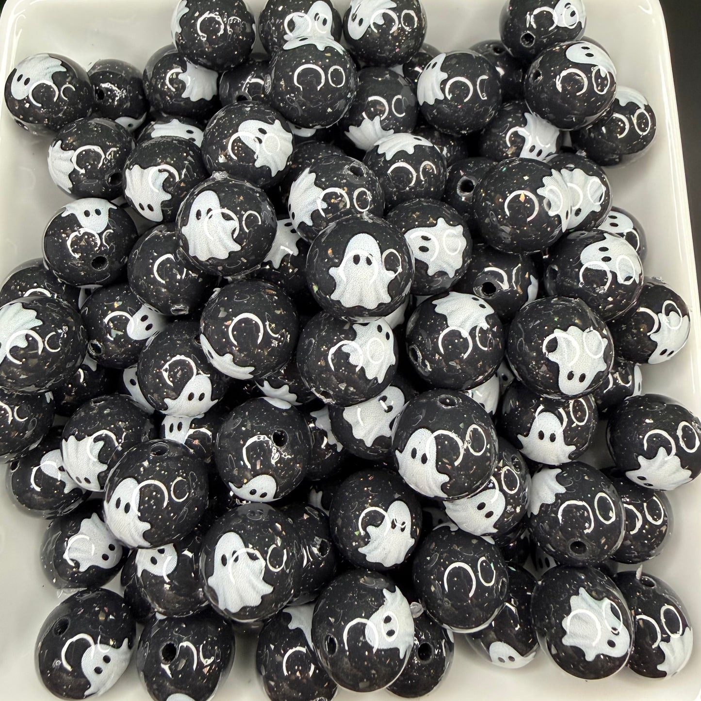 15MM Glitter glam ghost silicone bead - exclusive