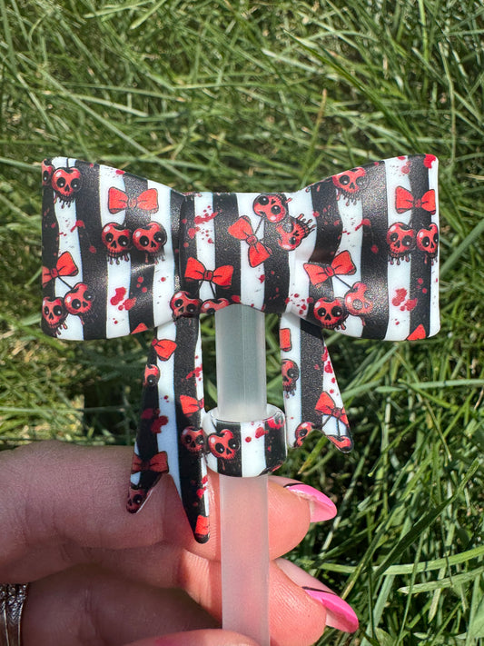 Poison cherry straw topper bow