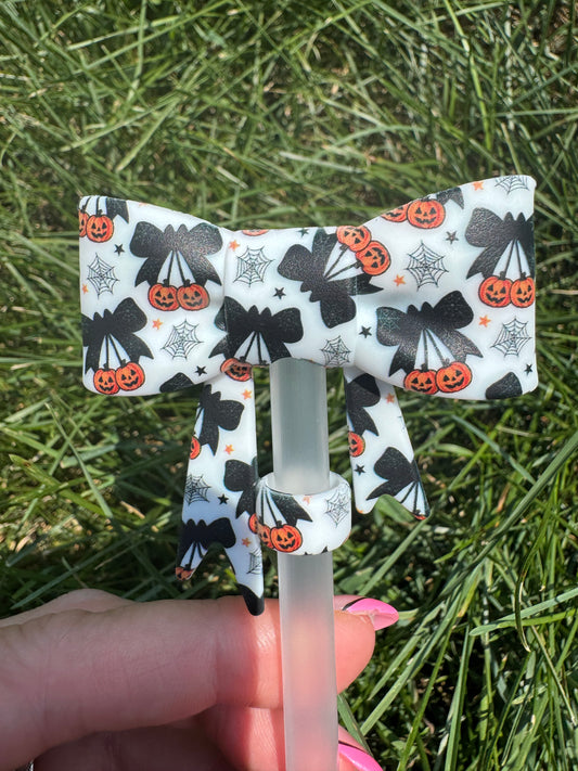 Pumpkin bows straw topper bow