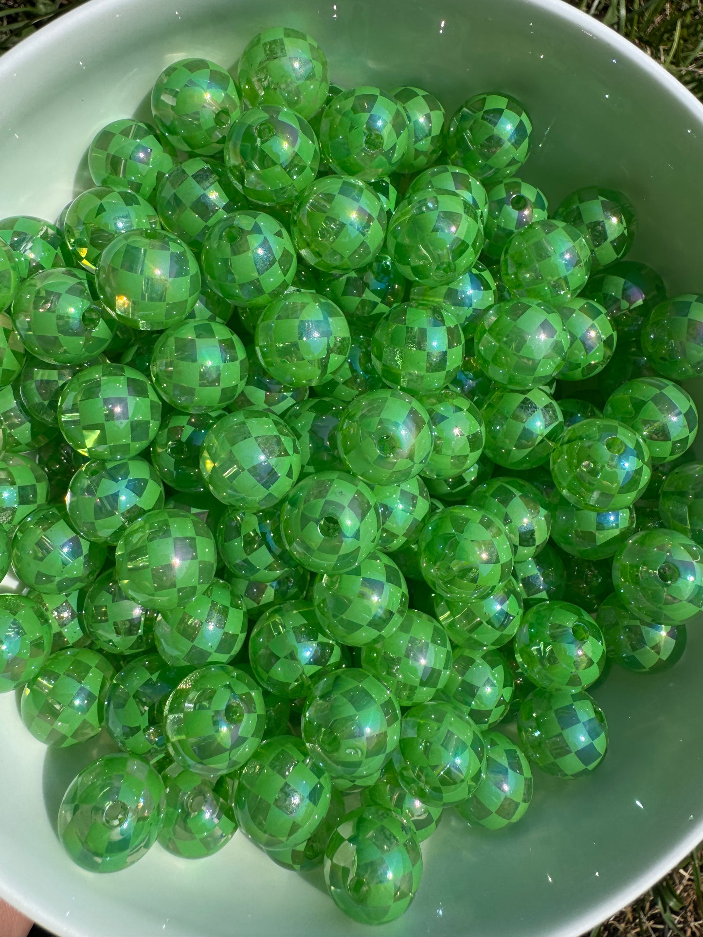 16MM Checkered acrylic beads