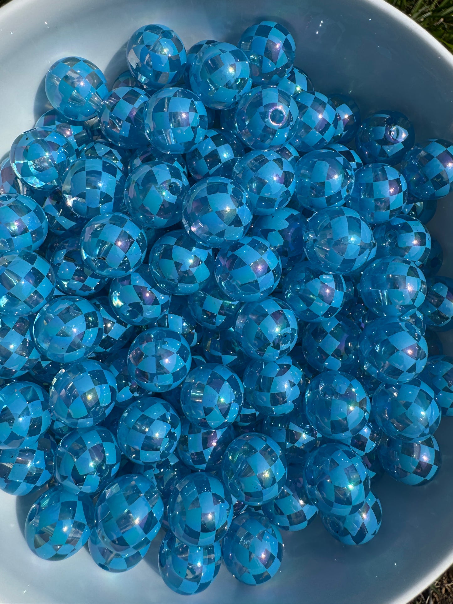 16MM Checkered acrylic beads