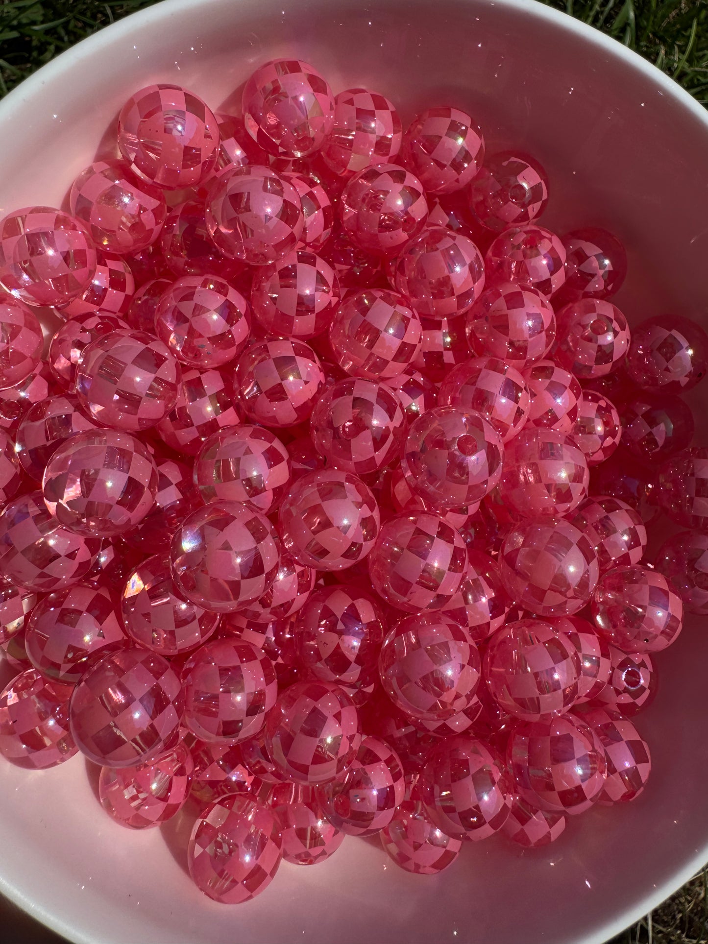 16MM Checkered acrylic beads
