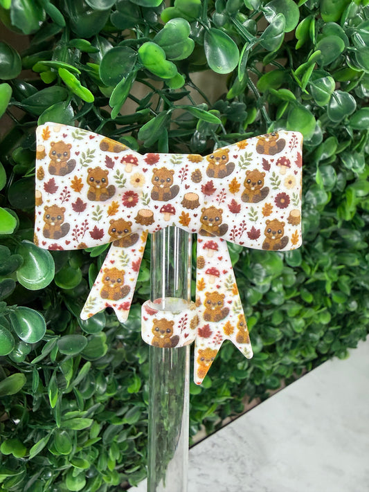 Benji the beaver straw topper bow - exclusive