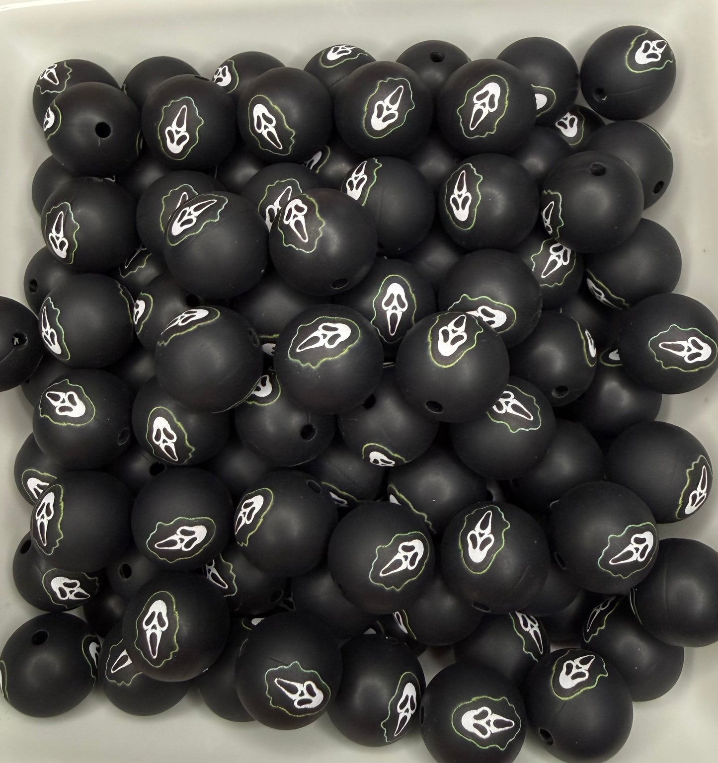 15mm Ghost face silicone bead - exclusive collab