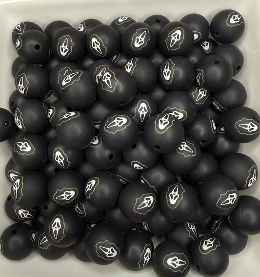 15mm Ghost face silicone bead - exclusive collab