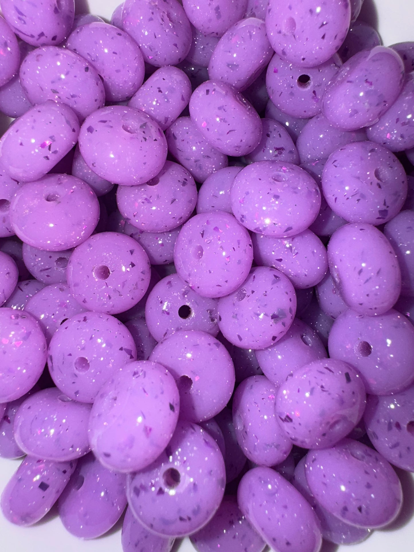 15mm shiny purple glitter silicone beads