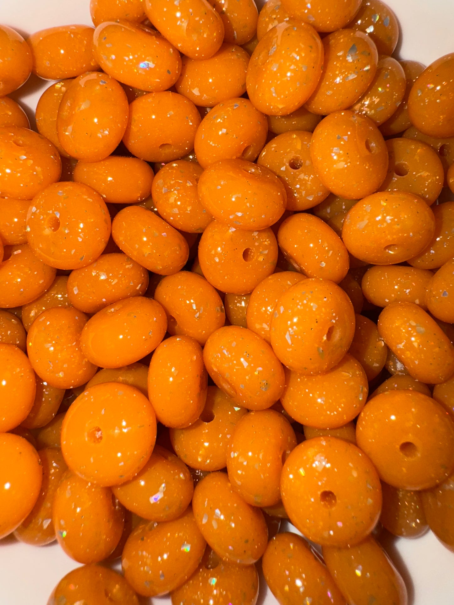 15mm shiny orange glitter silicone beads