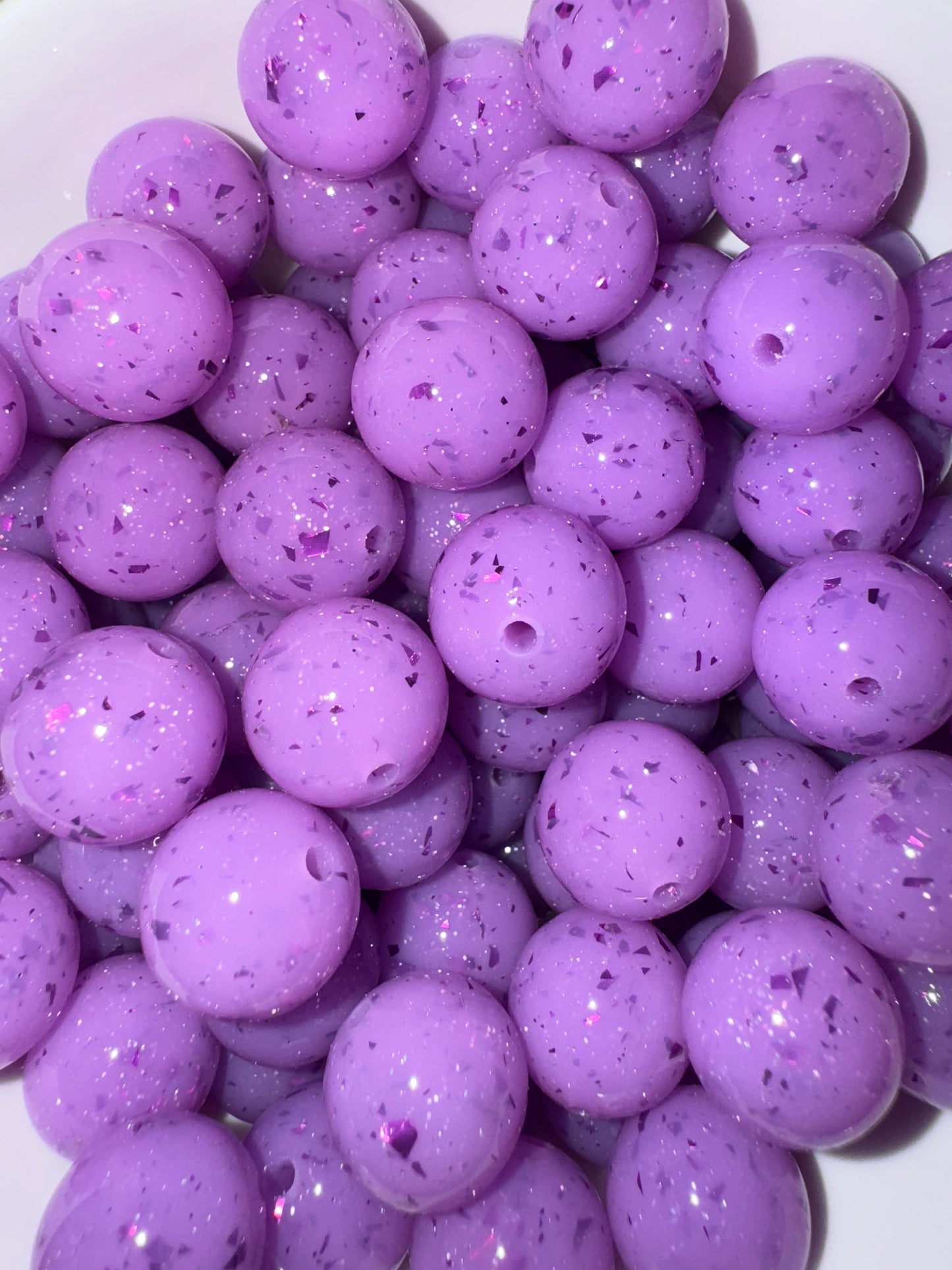 15mm shiny purple glitter silicone beads