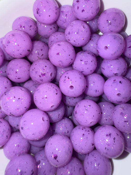 15mm shiny purple glitter silicone beads