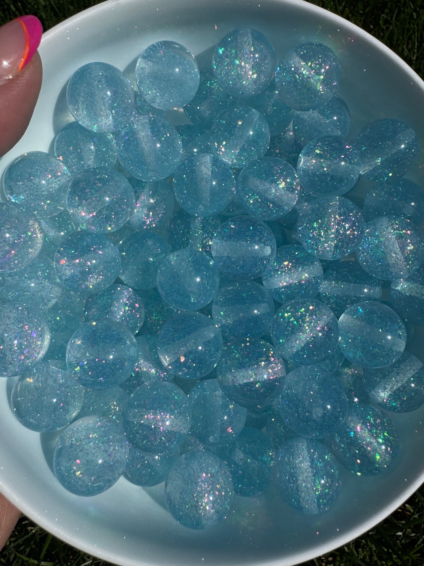 20mm acrylic glitter beads