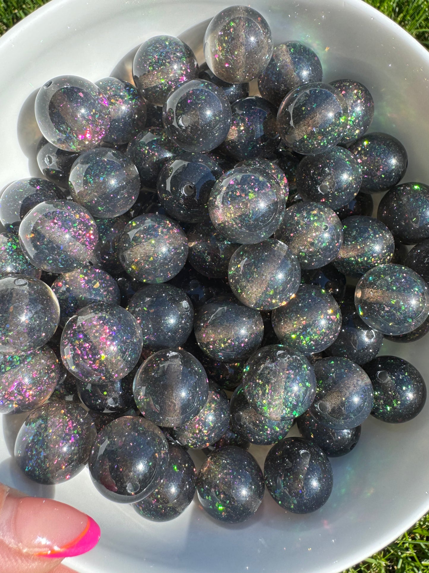 20mm acrylic glitter beads